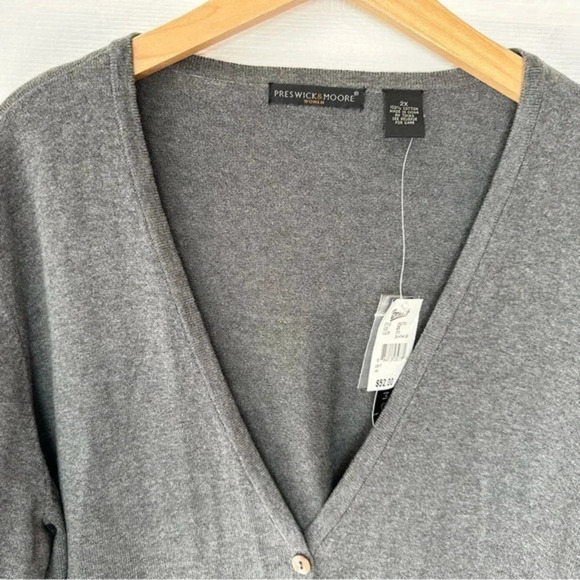 Preswick + Moore 2X gray v-neck button down cotton‎ cardigan - Picture 5 of 5